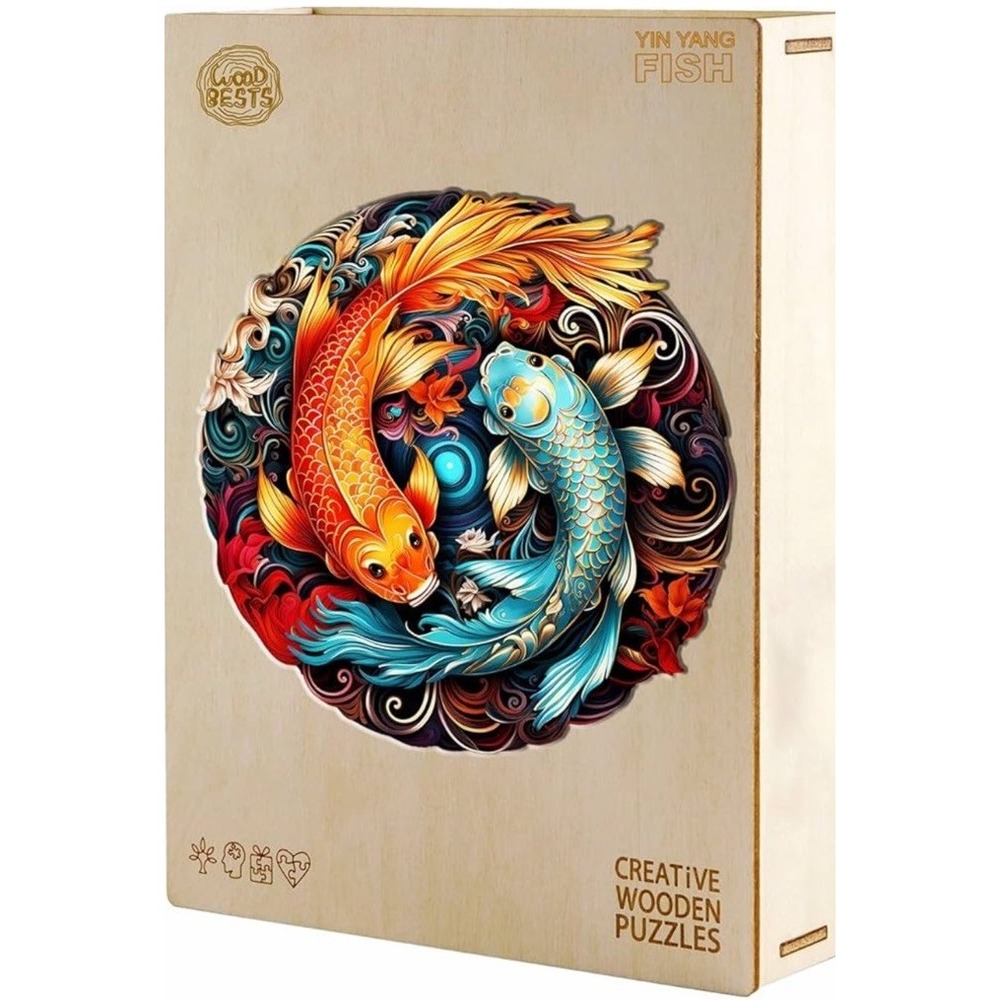 Wooden Puzzle KAAYEE Yin Yang Koi Fish Creative 275  pieces Size‎ Large 13 X 13